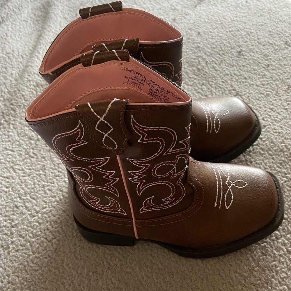 Brown and Pink Boots